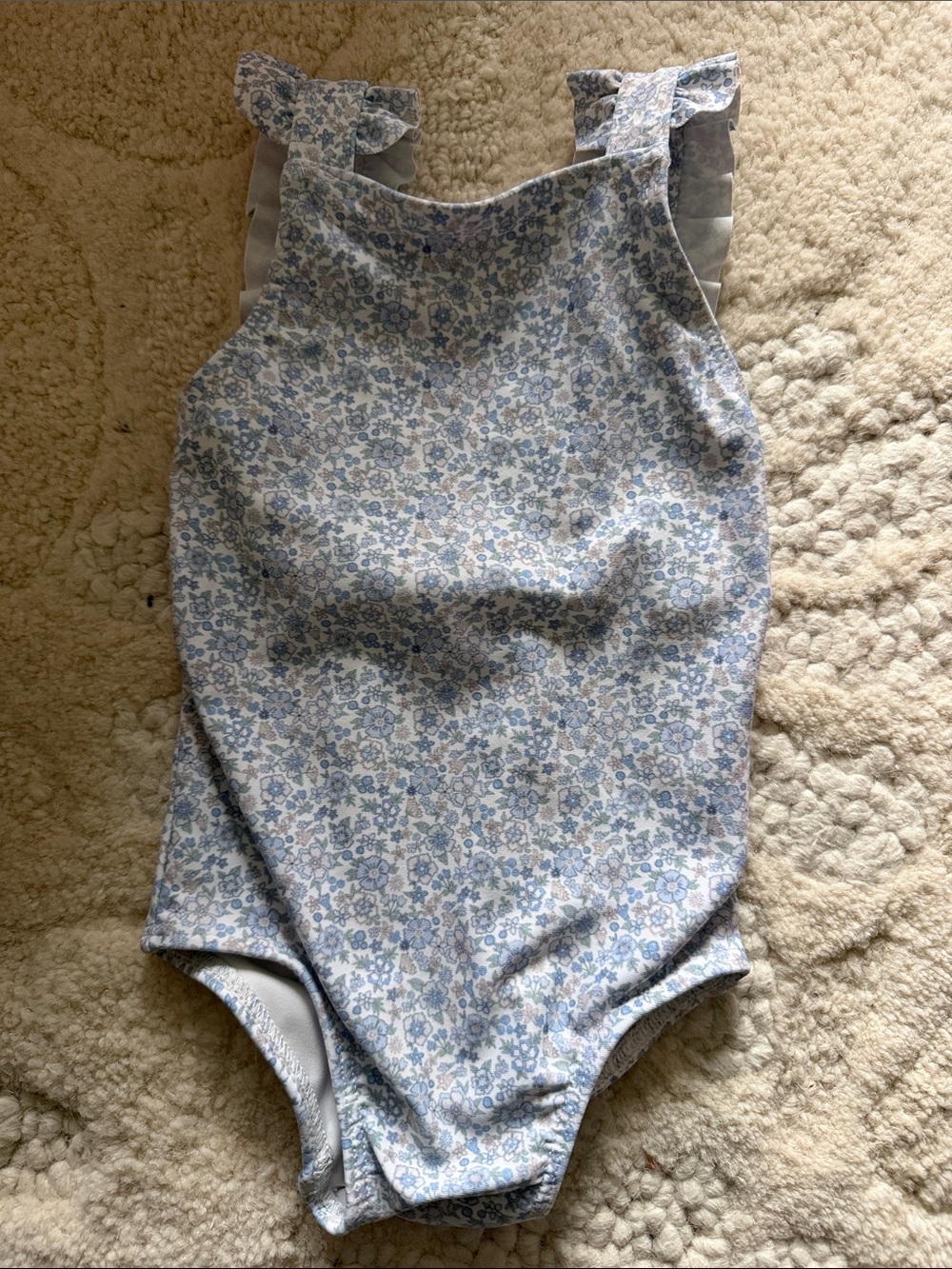 Girls' Blue Floral One-Piece Swimsuit